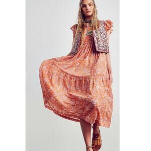 Free People Bonita Floral Printed Medium Midi Dress